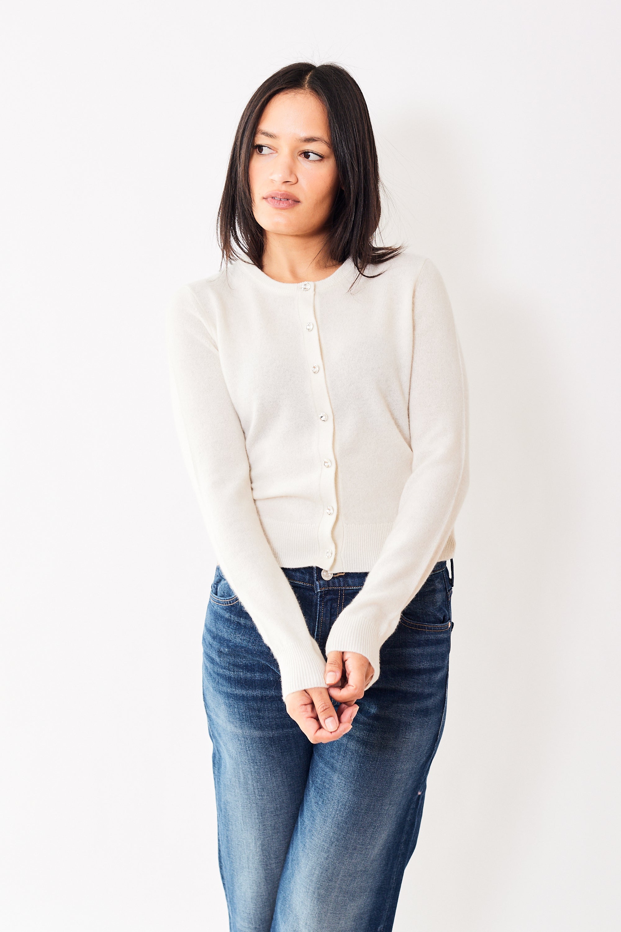 White shop embellished cardigan