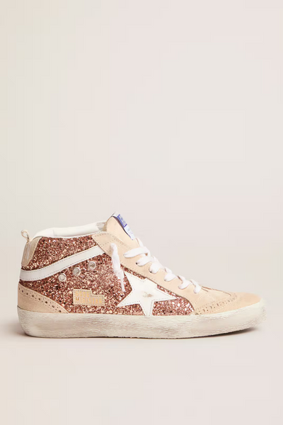 Flat lay of Golden Goose Mid Star Classic side view