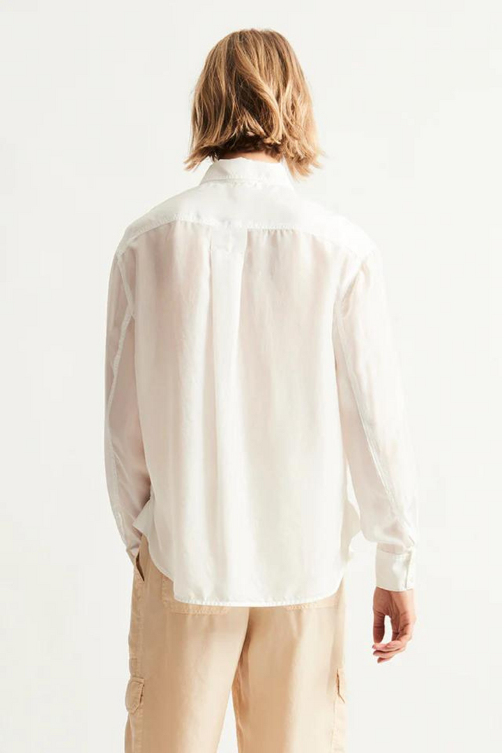 Model wearing Raquel Allegra Brentwood Shirt rear view