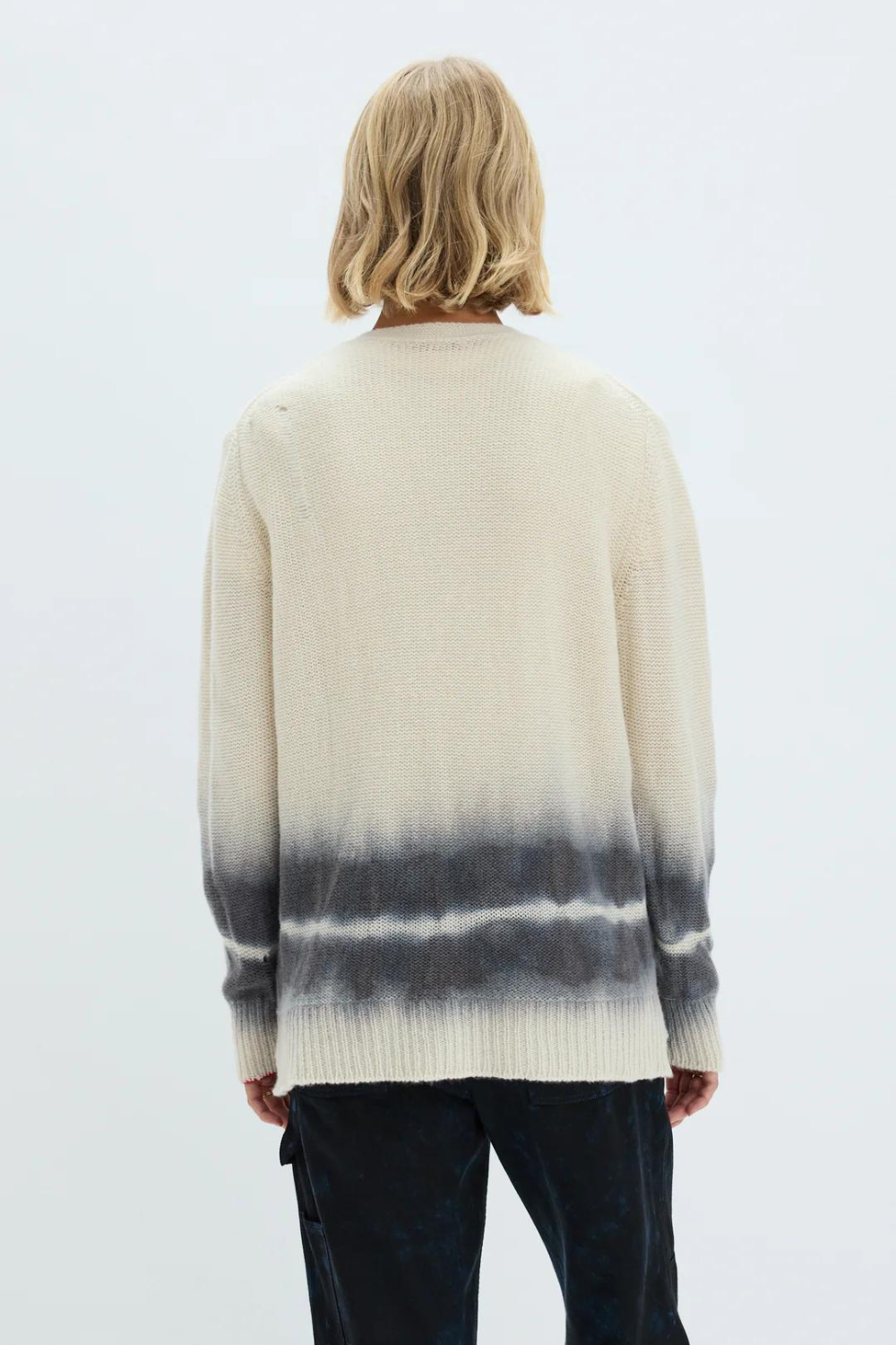 Model wearing Raquel Allegra Evans Cardigan rear view