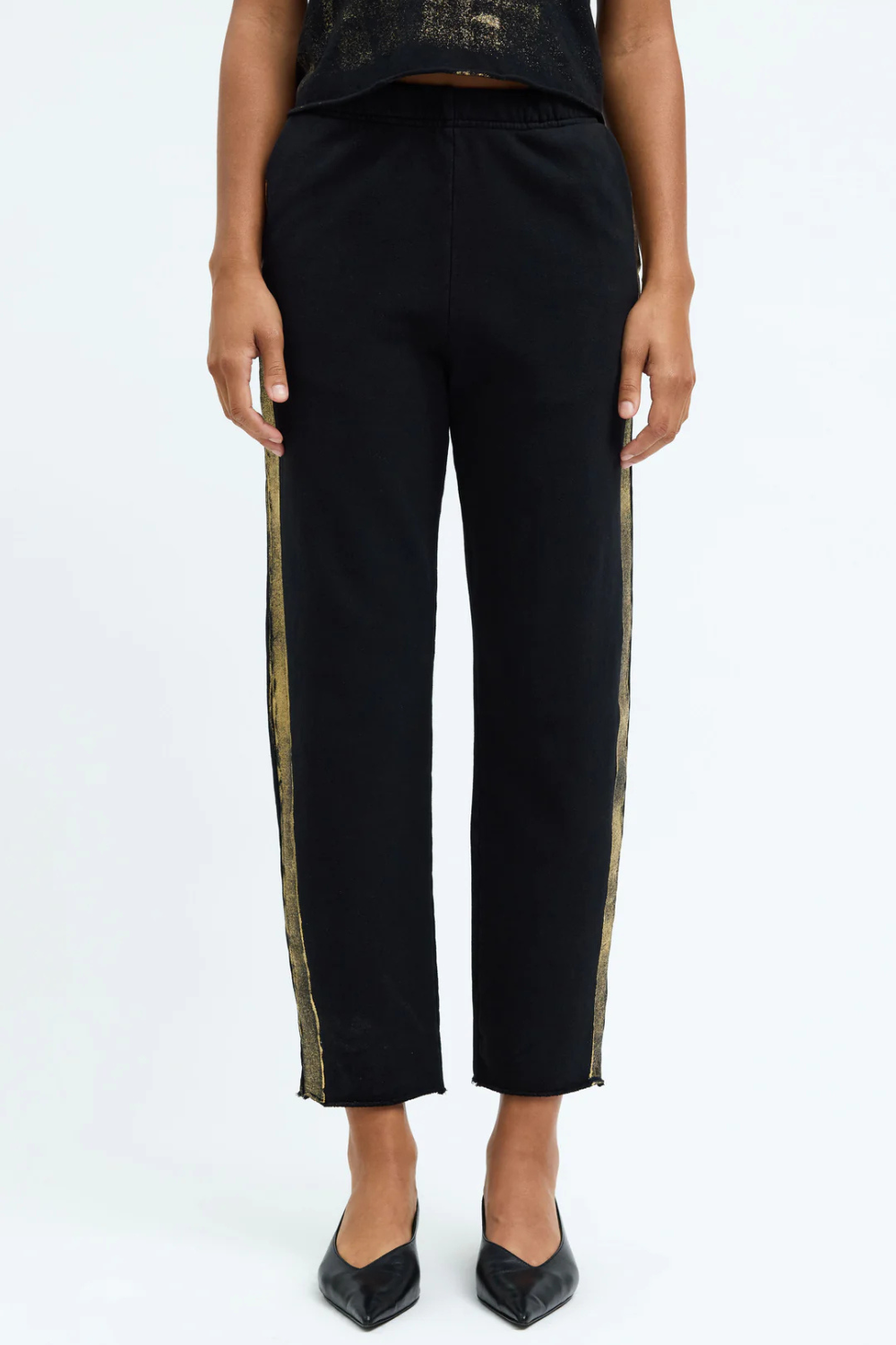 Model wearing Raquel Allegra Tira Sweatpant front view