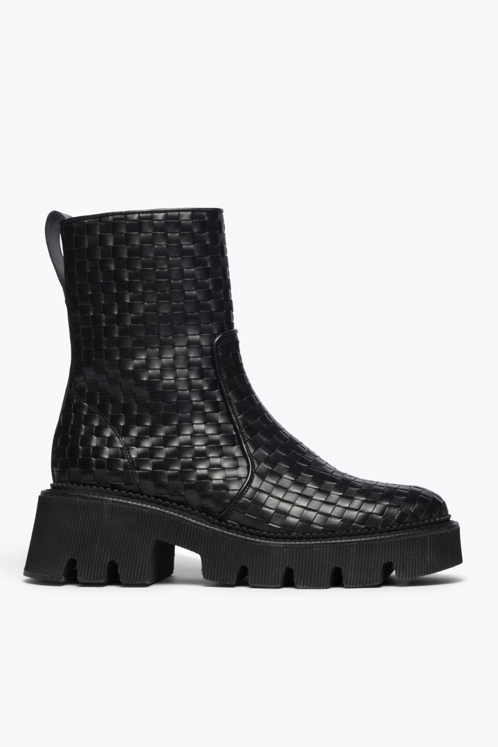 Side view of Frēda Salvador Darla Woven Chelsea Boot 