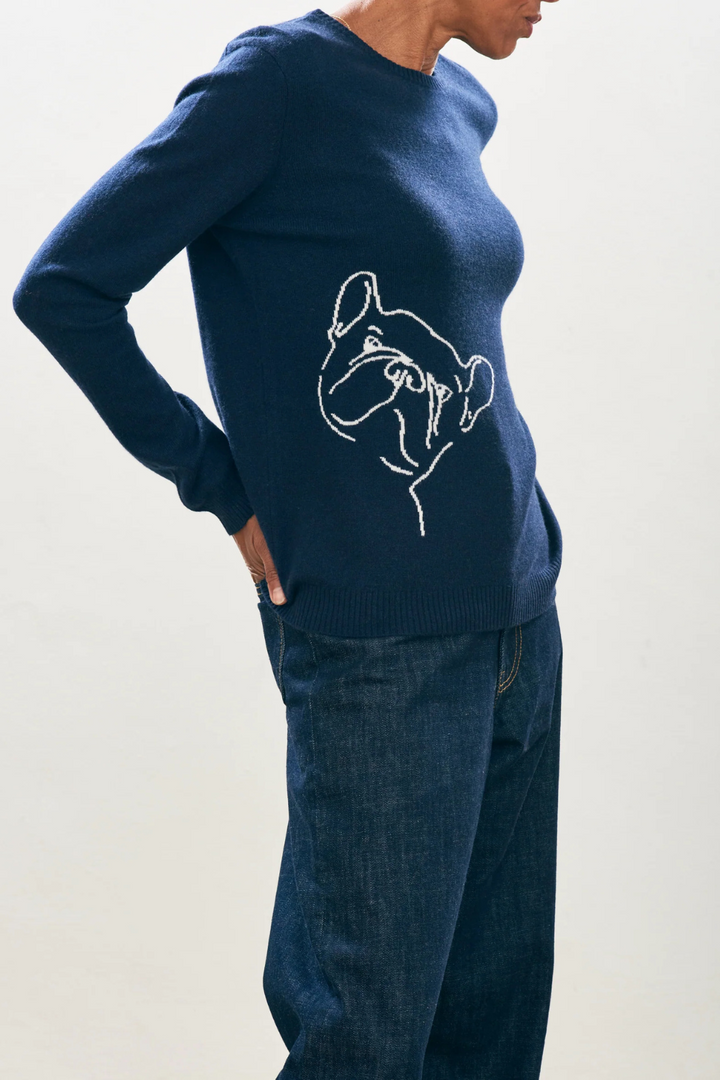 Model wearing Jumper 1234 Frenchie Crew front view