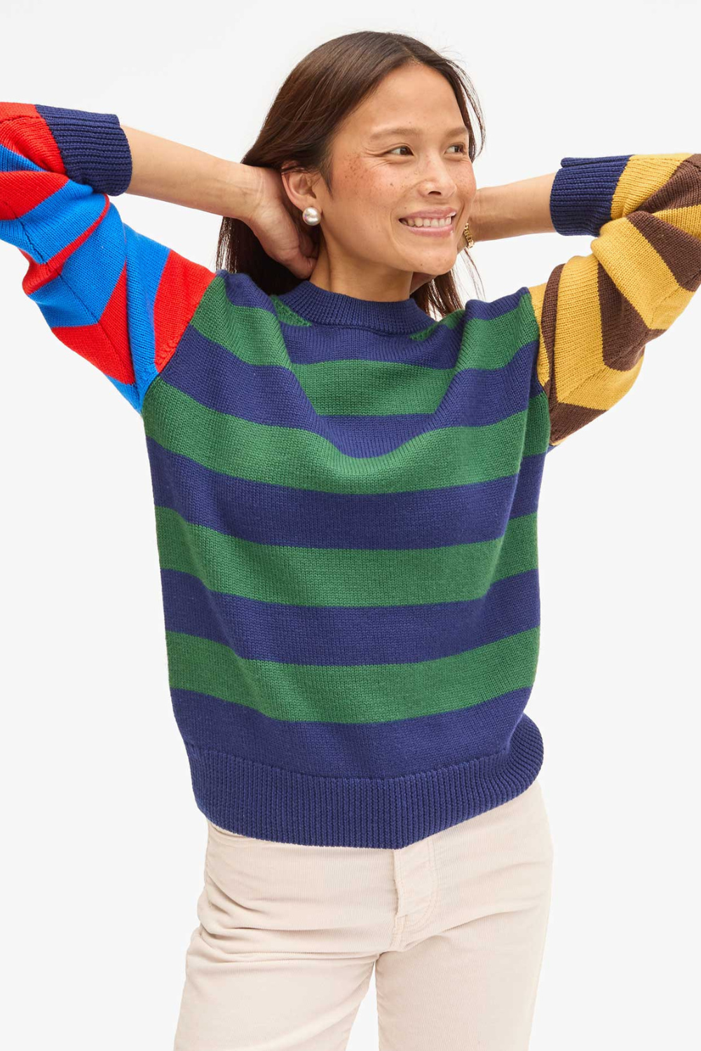 Model wearing Clare V. Virginie Sweater front view