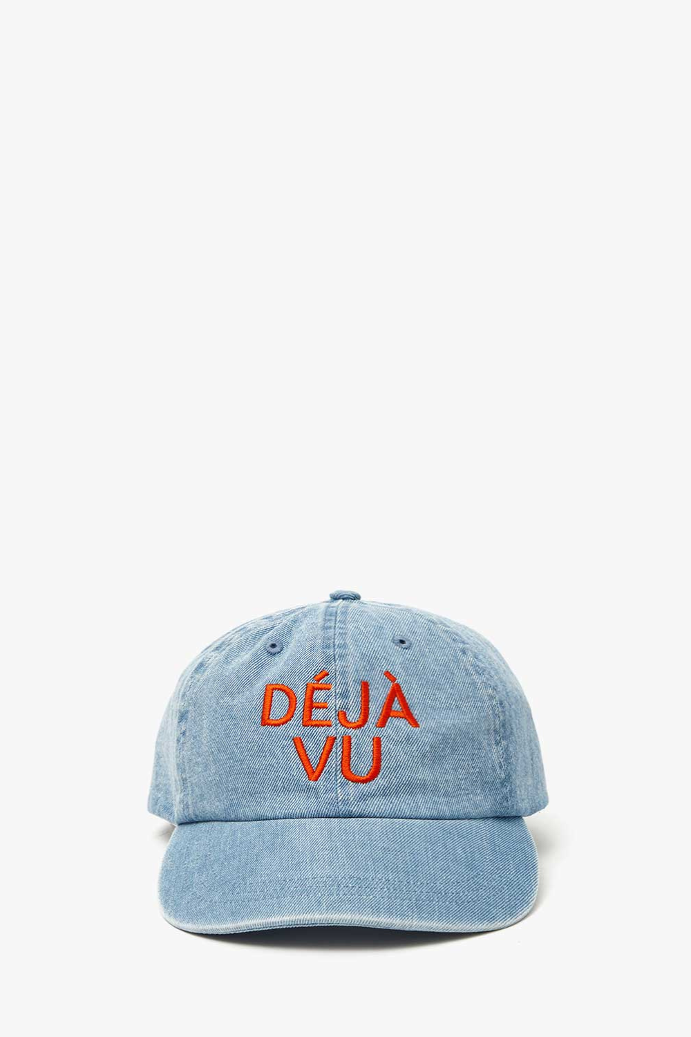 flat lay of Clare V. Denim Baseball Hat front view