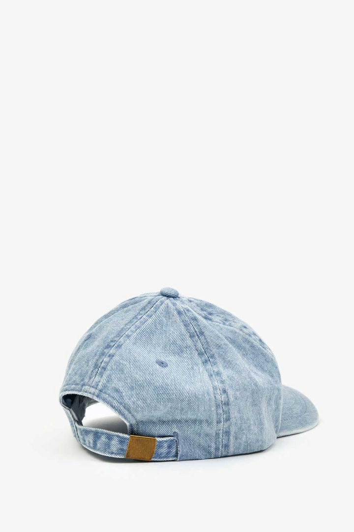 flat lay of Clare V. Denim Baseball Hat rear view