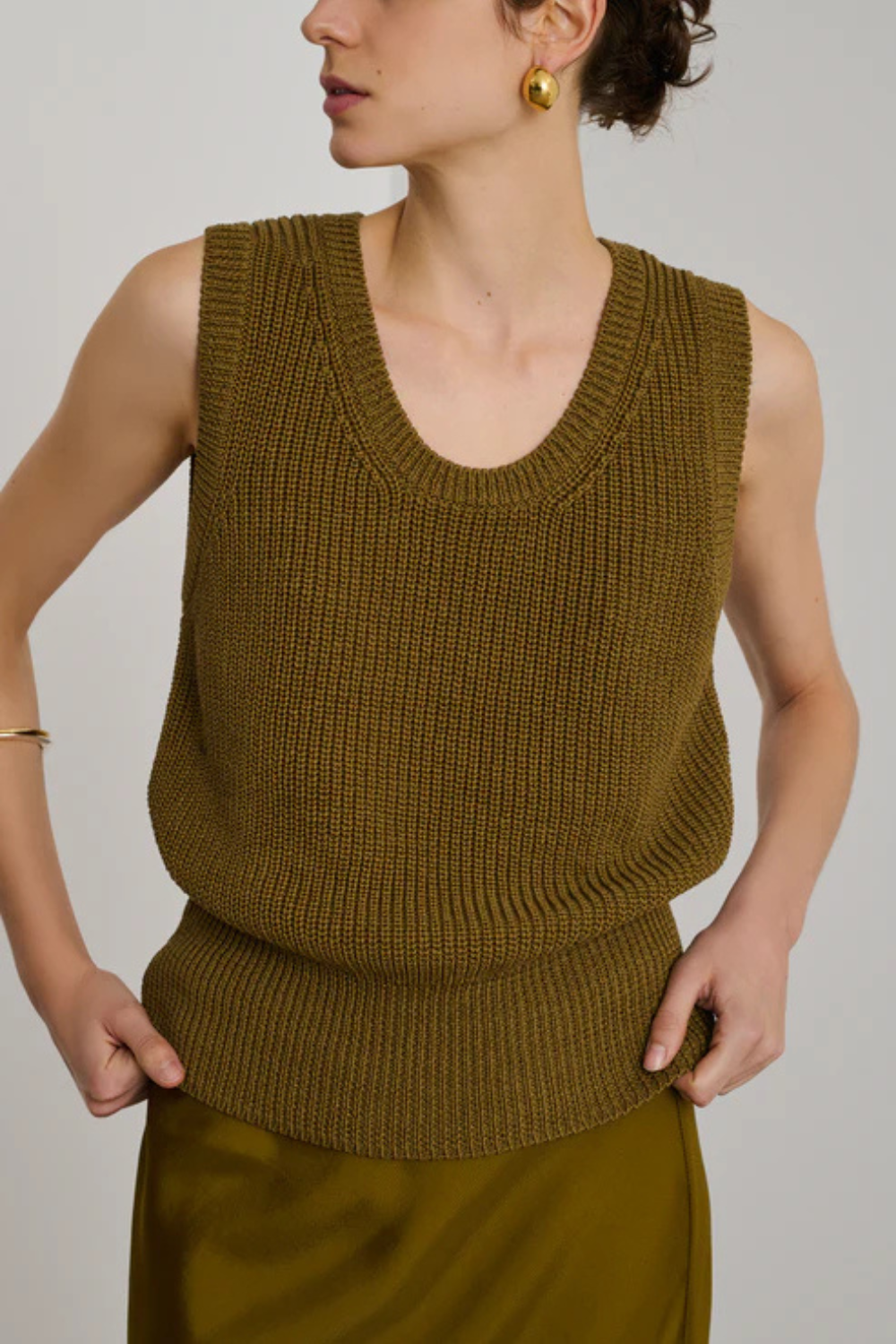 Model wearing Soeur Danny Sweater Vest front view