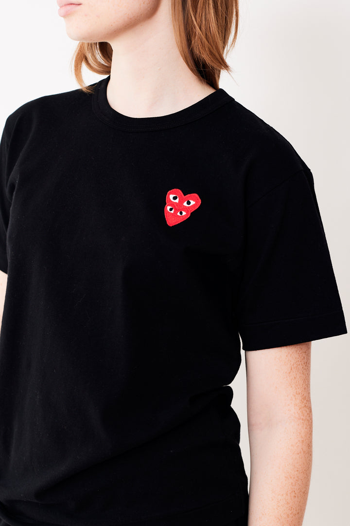 Comme des Garçons Mens Double Red Hearts Patch Tee