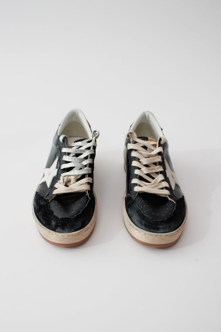 Flat lay of Golden Goose Ballstar With Destroyed Toe front view