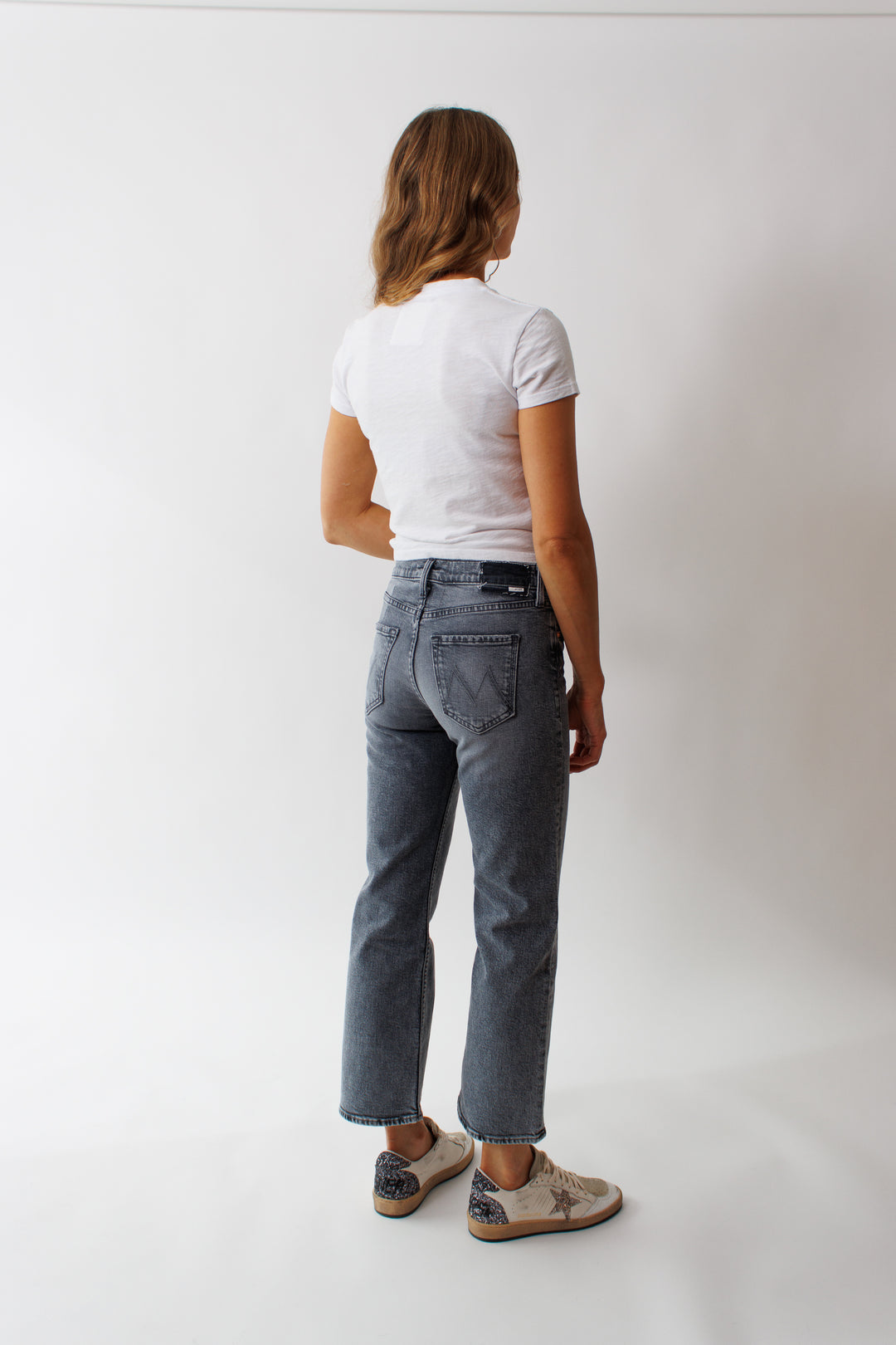 Mari wearing Mother Denim The Bookie Ankle rear view