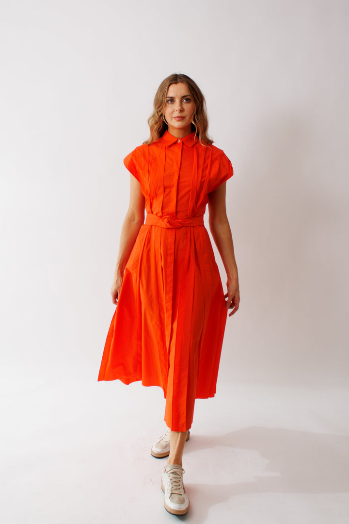 Mari wearing Mantu Pleated Effect Dress With Optional Belt front view