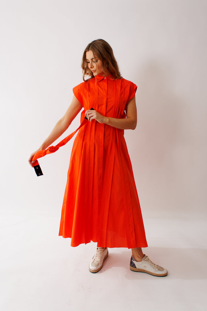 Mari wearing Mantu Pleated Effect Dress With Optional Belt front view