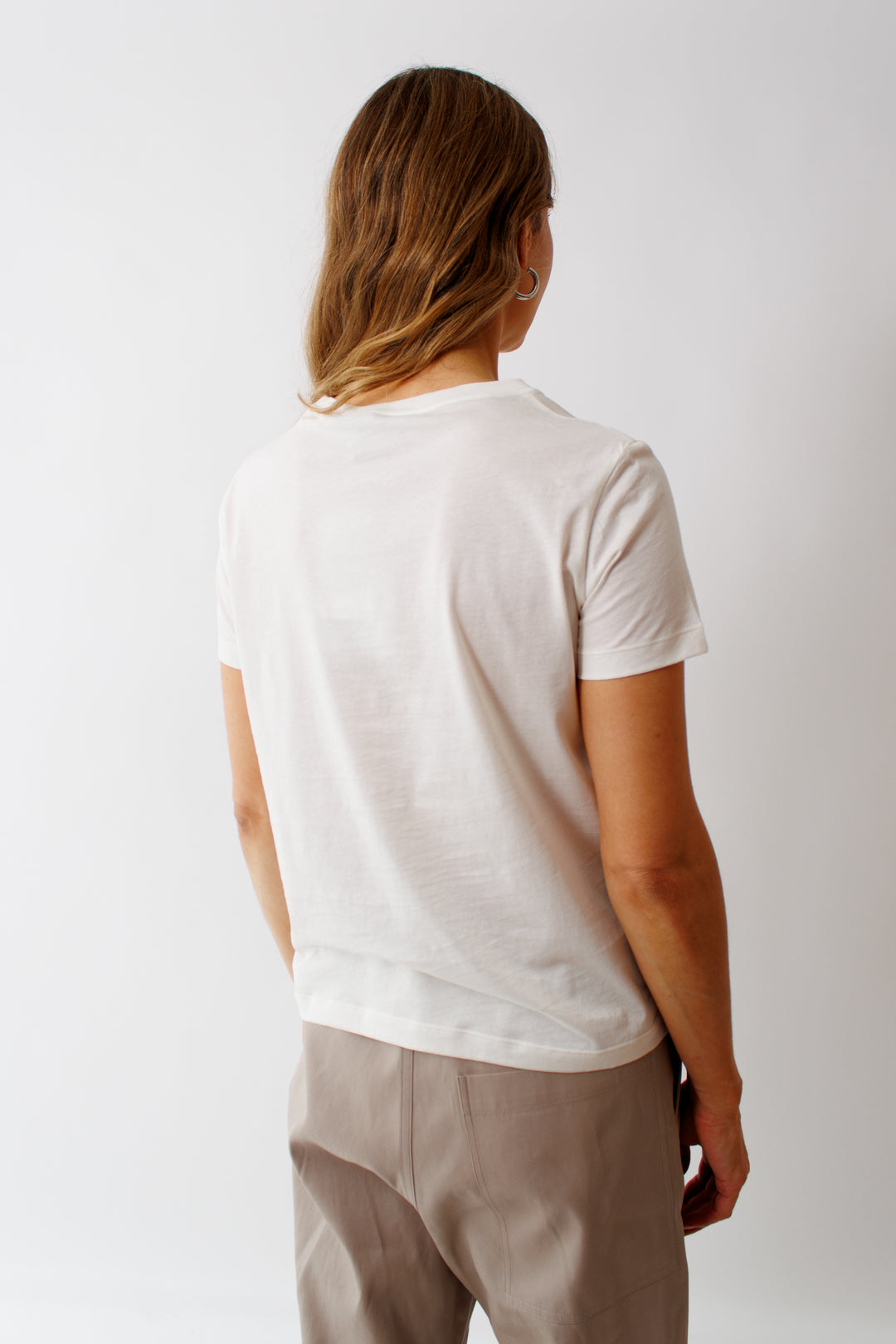 Mari wearing Sofie D'Hoore Turin C Neck Short Sleeve Tee rear view 