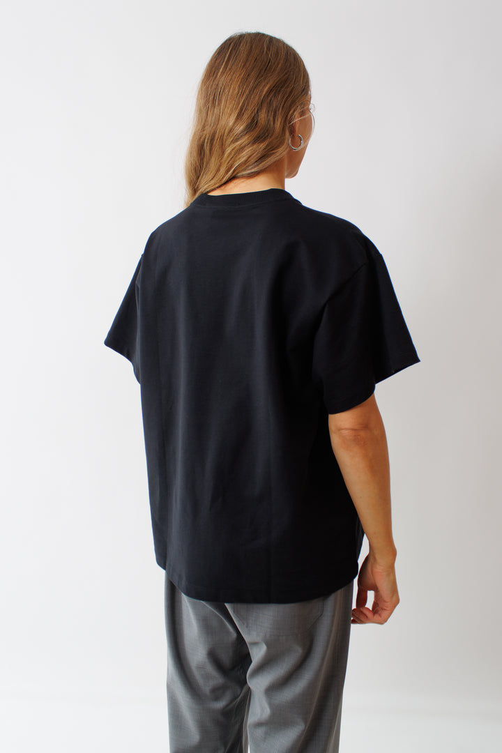 Mari wearing Sofie D'Hoore Tulsa Oversize Short Sleeve T Shirt rear view