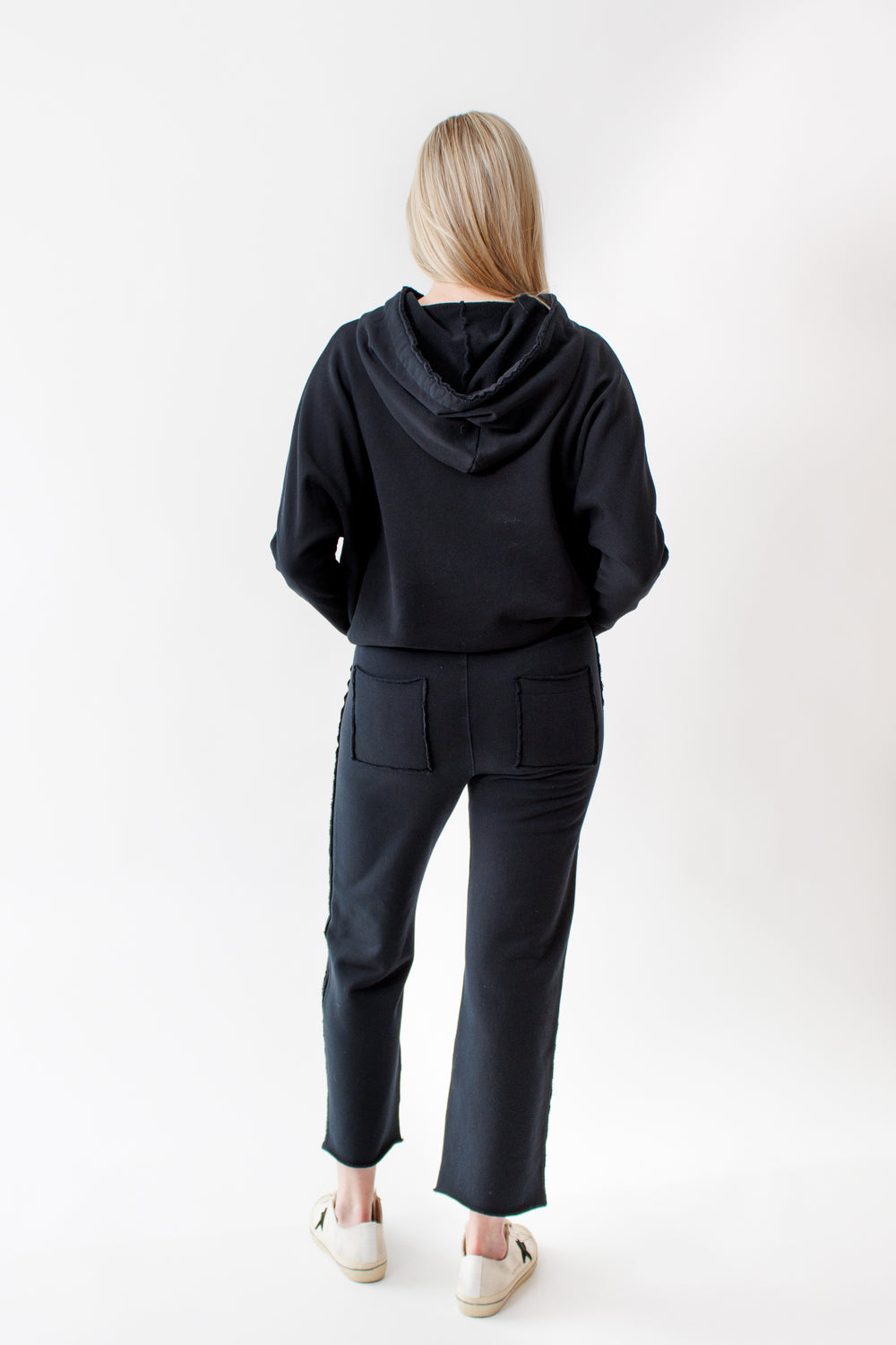 Bailey wearing Frank & Eileen Bella Full Sweatpant rear view