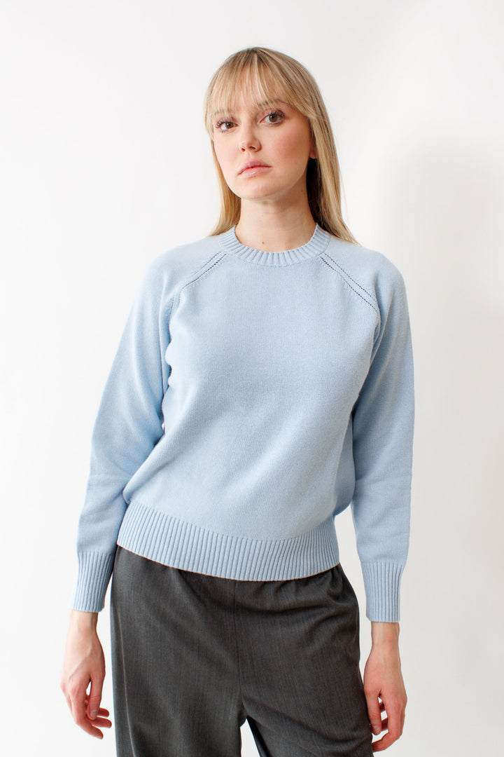 Bailey wearing Allude Cotton Cashmere RD Crew Sweater front view