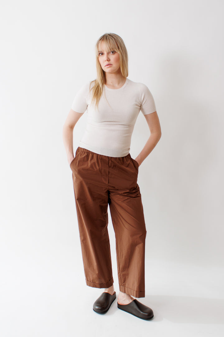 Bailey wearing Peserico Technical Hand Cotton Blend Poplin Palazzo Pant front view