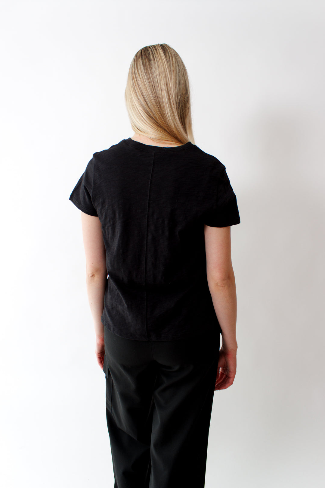 Bailey wearing Lilla P Boyfriend Tee rear view