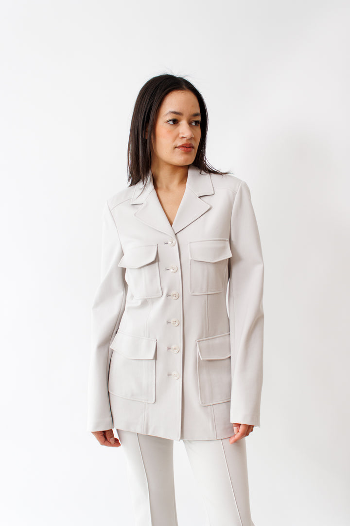 Amanda wearing Dorothee Schumacher Emotional Essence Jacket front view