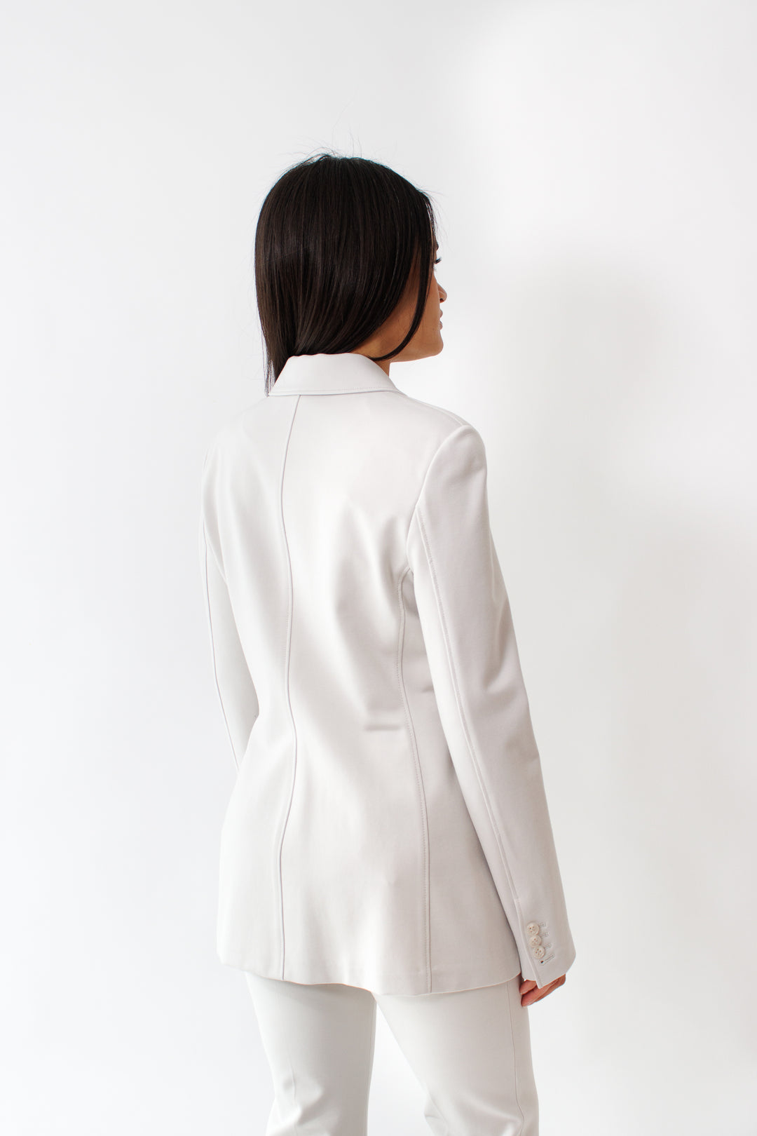 Amanda wearing Dorothee Schumacher Emotional Essence Jacket rear view