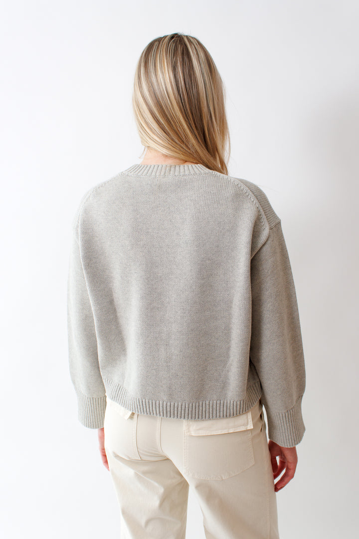 Bailey wearing White + Warren Organic Cotton Easy Crewneck rear view