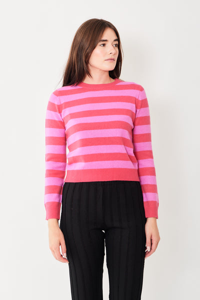 Julia wearing Jumper 1234 Stripe Crew front view