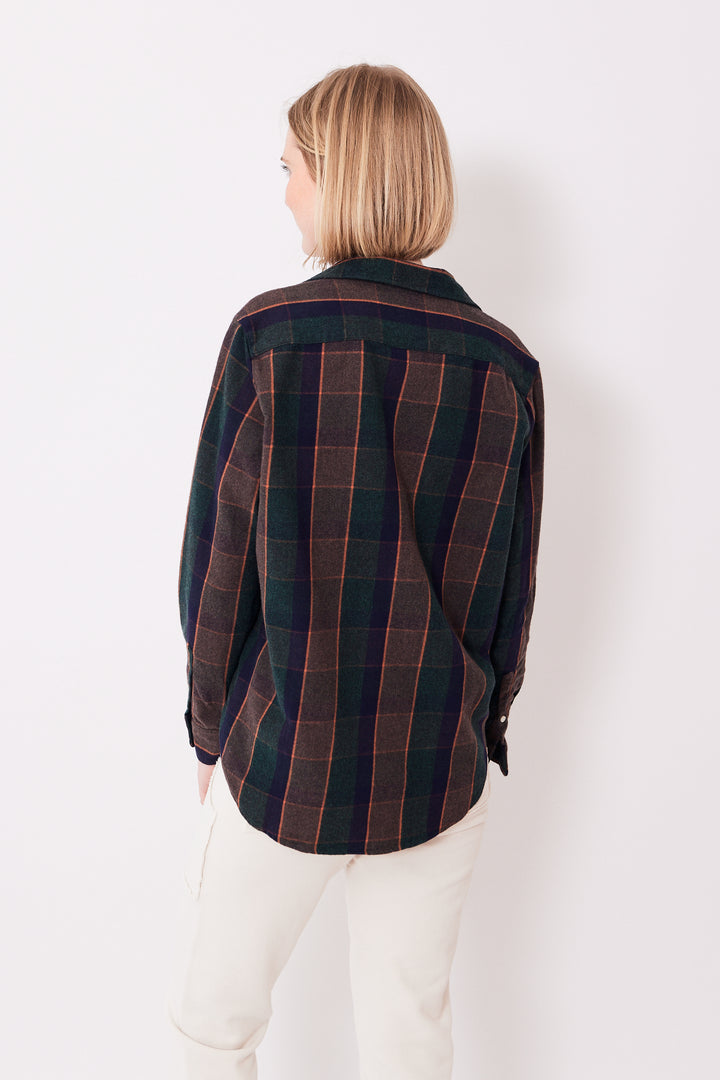 Madi wearing Frank & Eileen Eileen Relaxed Button Up Shirt rear view 