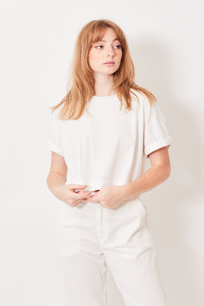 Waverly wearing ASKK NY Cuff Tee front view