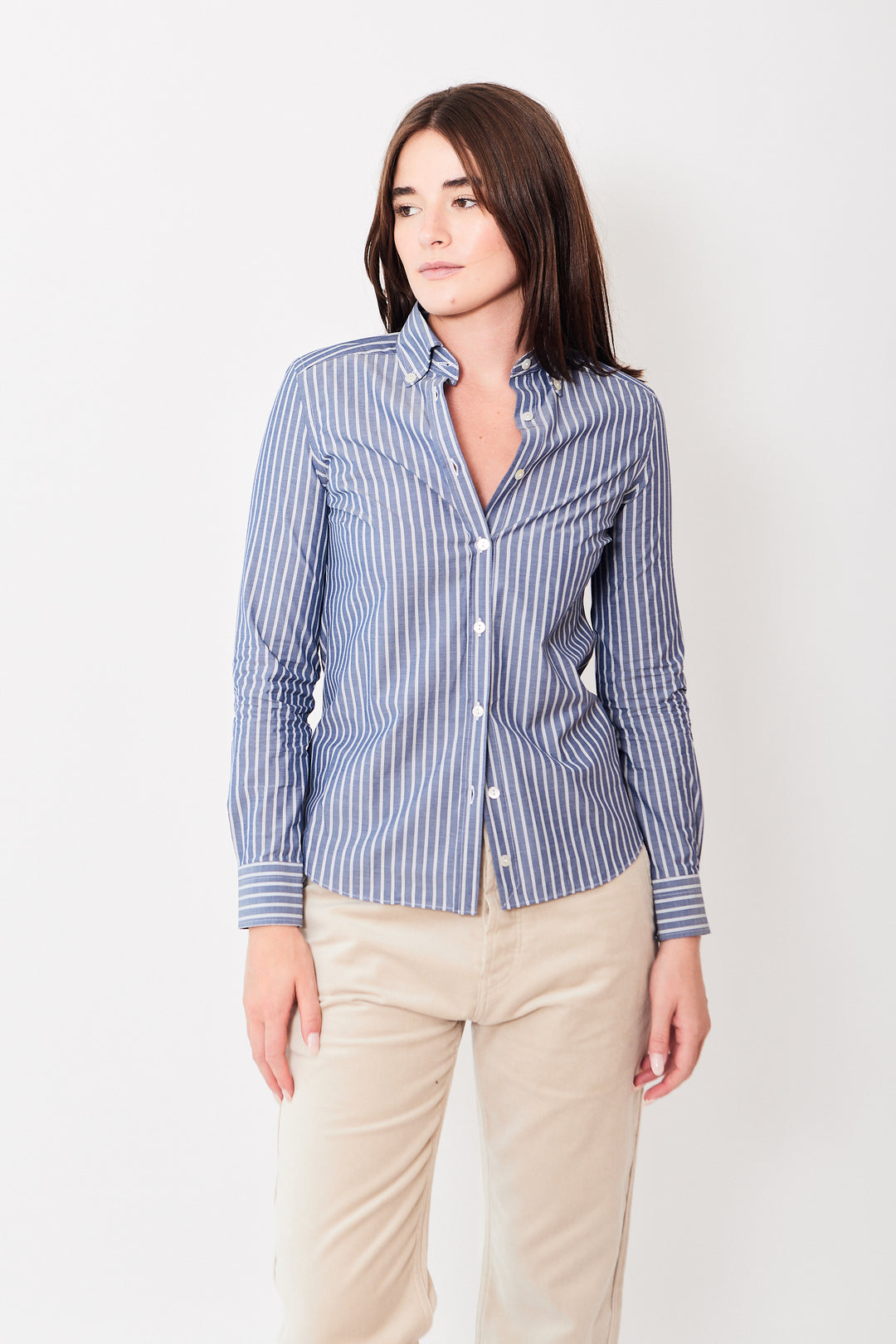 Julia wearing Giangi Raffaella Cotton Shirt front view