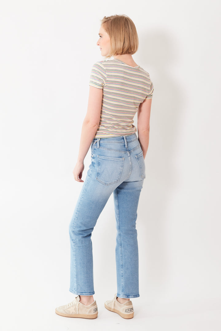 Madi wearing Mother Denim The Tripper Flood rear view