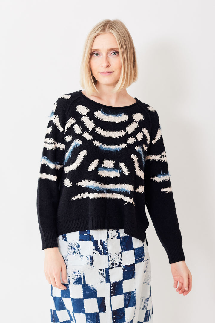 Madi wearing Raquel Allegra Zuri Pullover front view