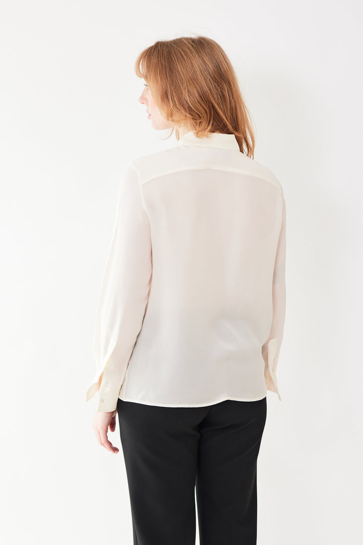 Waverly wearing Nili Lotan Danika Top rear view