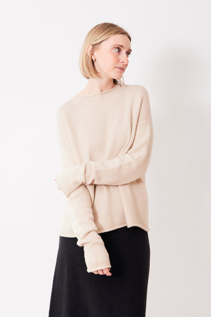 Madi wearing Lauren Manoogian Soft Crewneck front view