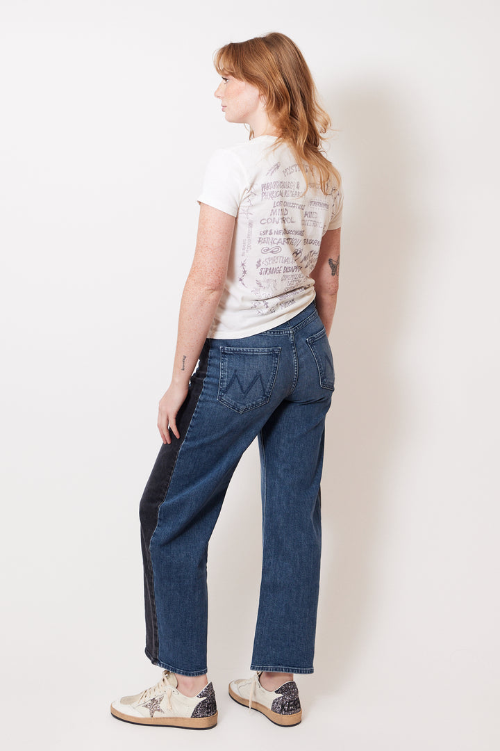 Waverly wearing Mother Denim The Half Pipe Flood rear view