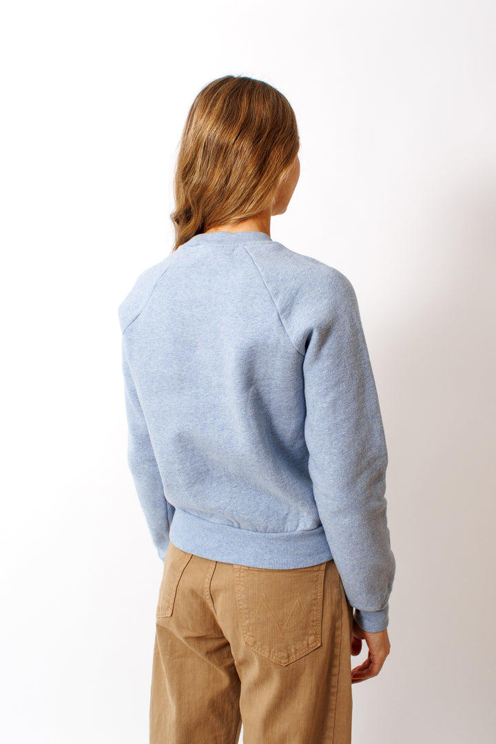 Mari wearing SPRWMN Long Sleeve Raglan Sweater Sweatshirt rear view