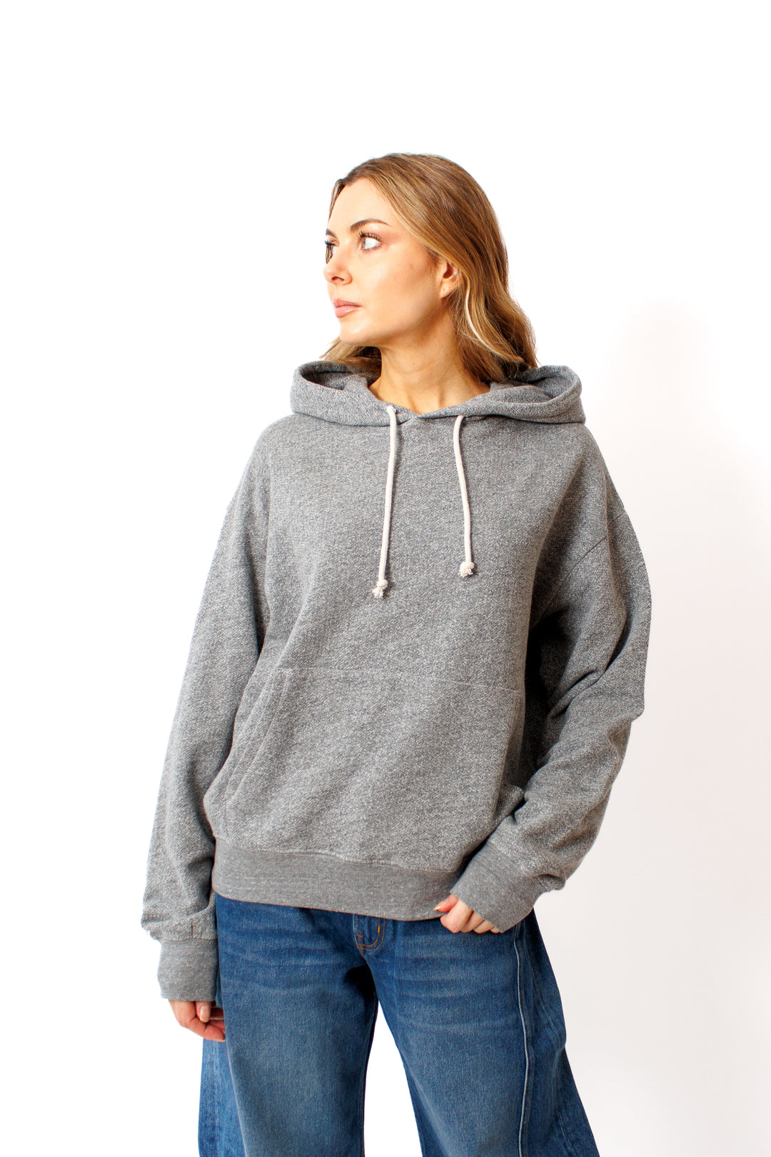 Mari wearing B Sides Hoodie Sweatshirt front view 