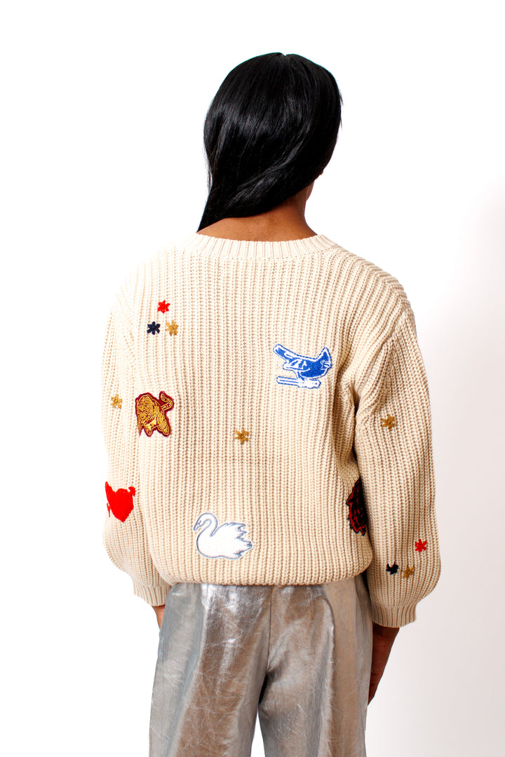 Ja'mes wearing The Great The Collegiate Cardigan rear view