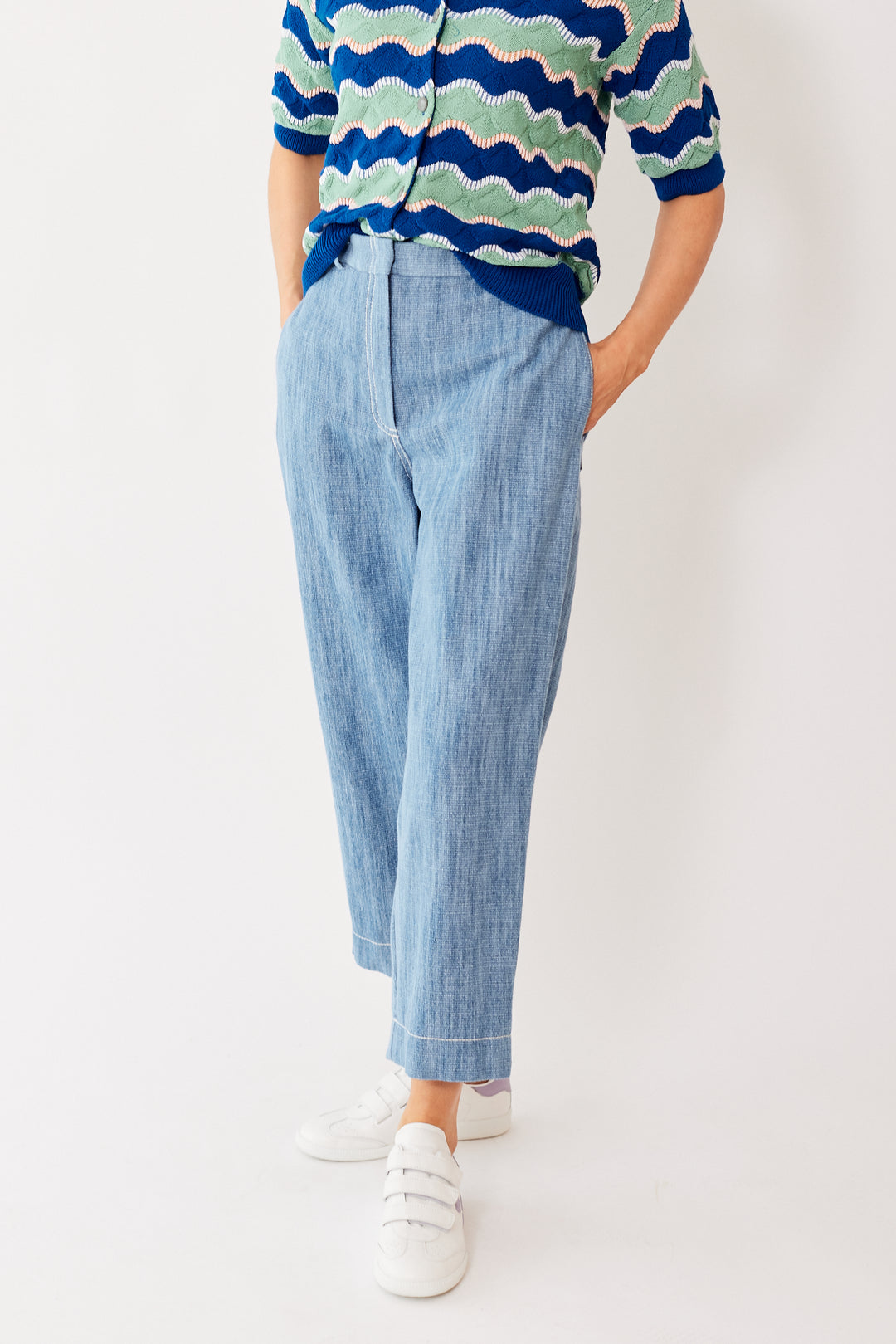 Mari wearing Odeeh Big Pockets Back Seam Pant front view