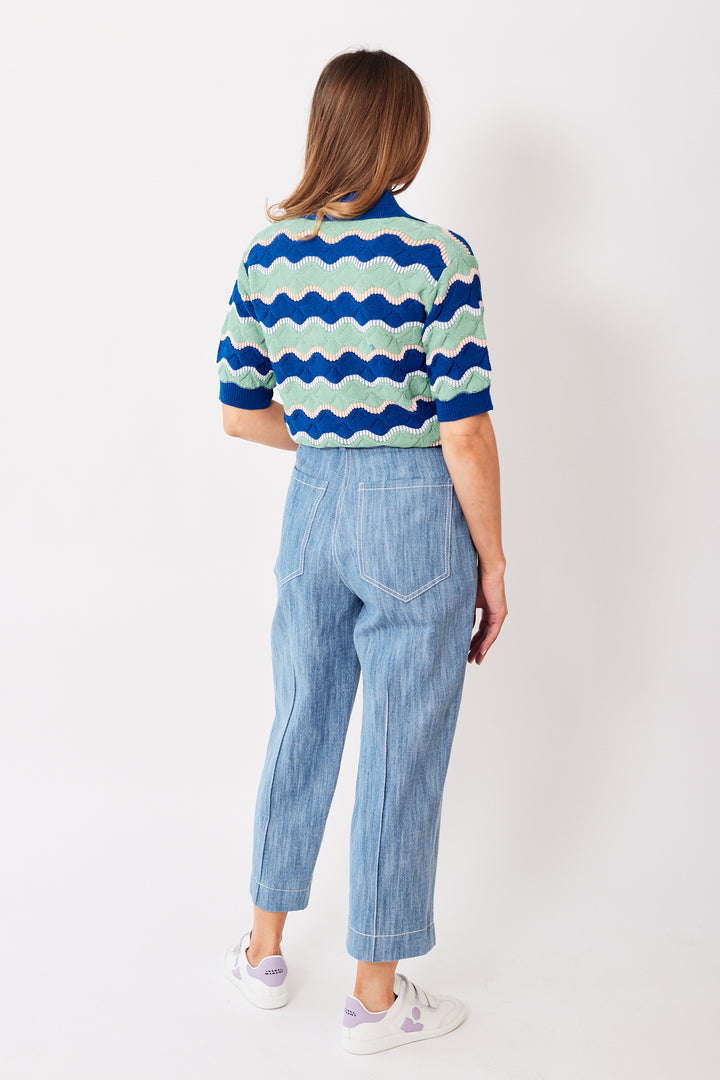 Mari wearing Odeeh Big Pockets Back Seam Pant rear view