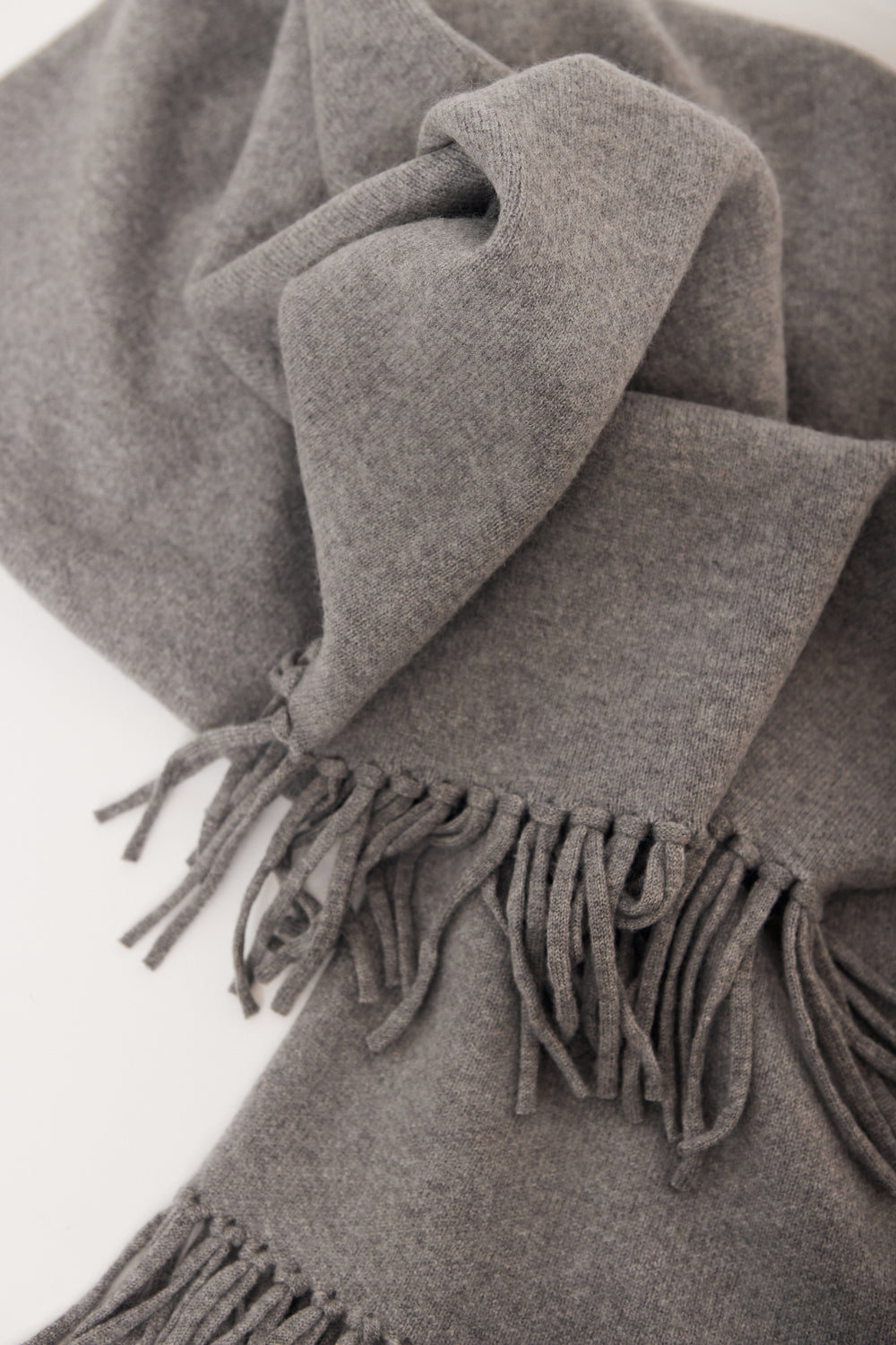 Flat lay of  White + Warren Cashmere Blend Tassel Scarf 