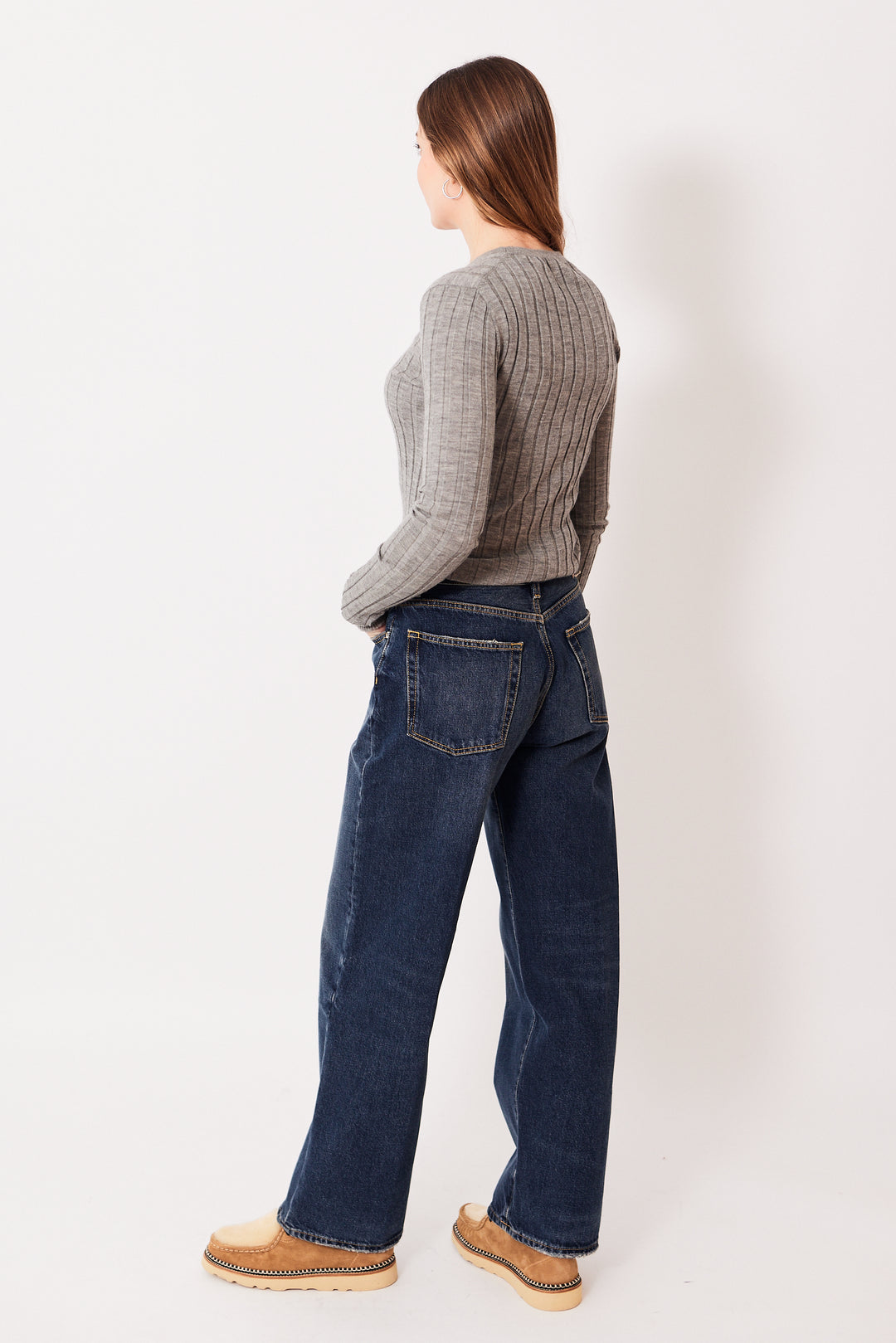 Mari wearing Mari wearing 6397 Wide Jean rear view 