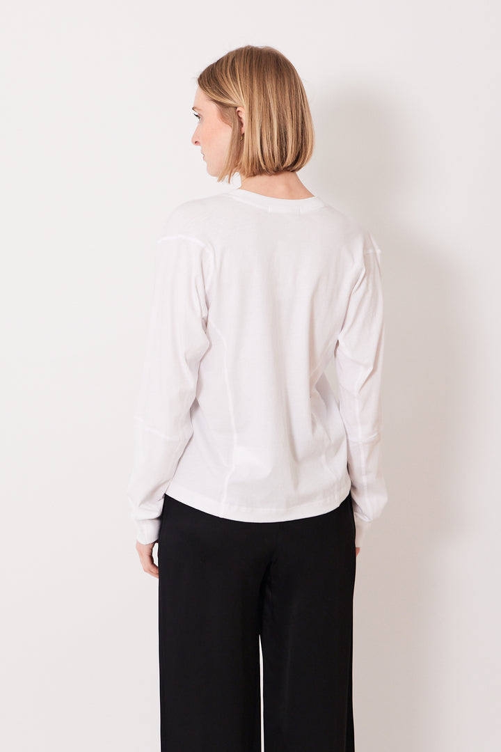 Madi wearing 6397 Coverstitch Long Sleeve Tee rear view