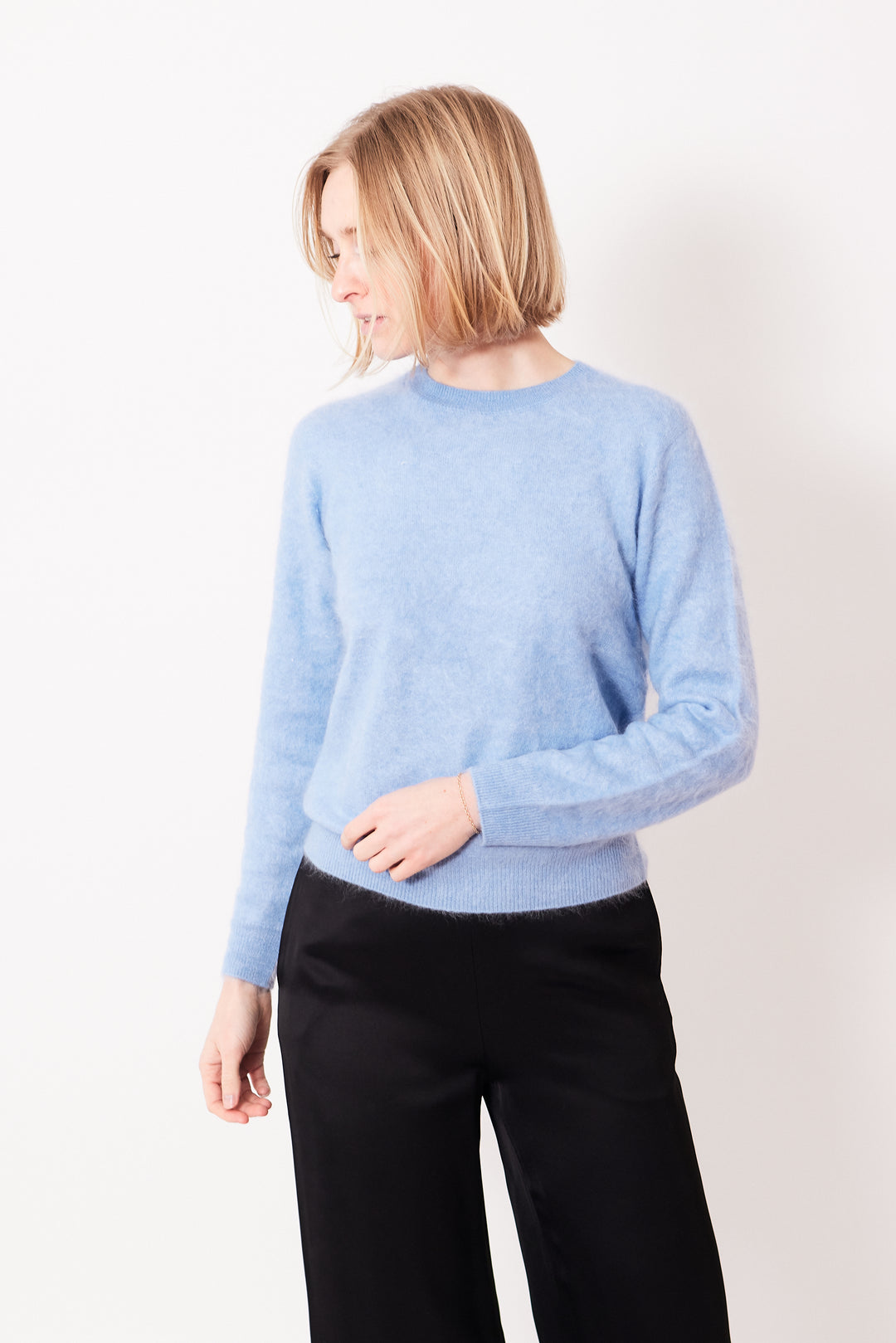 Madi wearing Jumper 1234 Brushed Crew front view