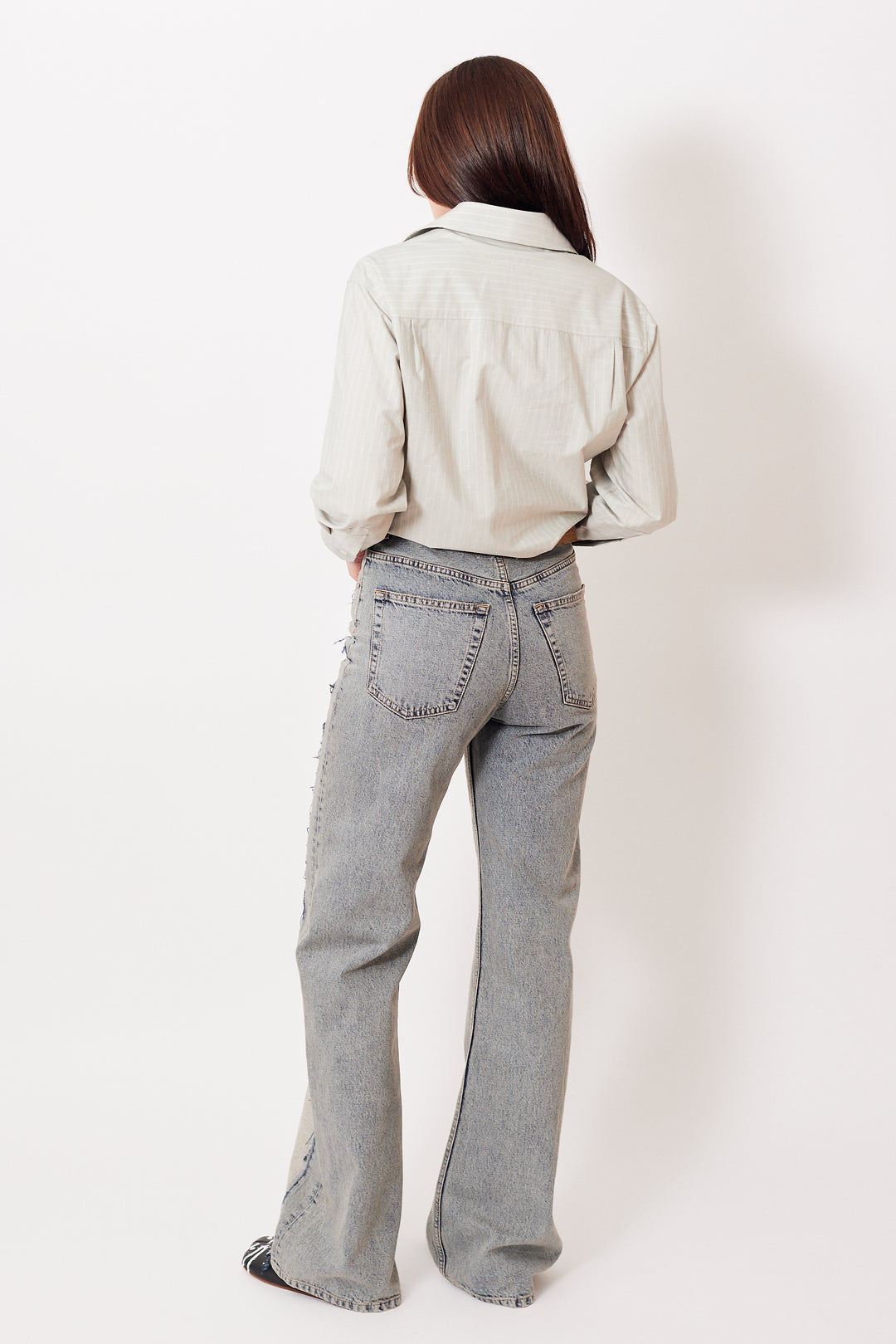 Julia wearing MM6 Maison Margiela Regular Fit Mid-Weight 5 Pocket Denim rear view