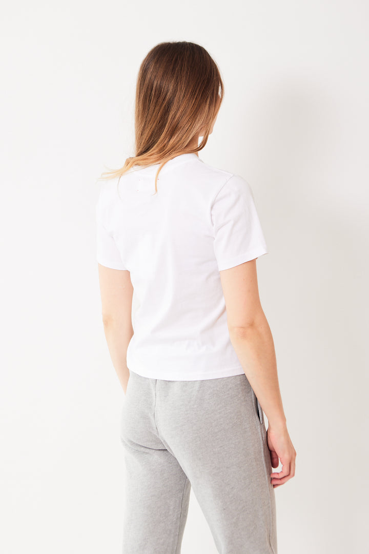 Mari wearing Xirena Georgy Tee white rear view