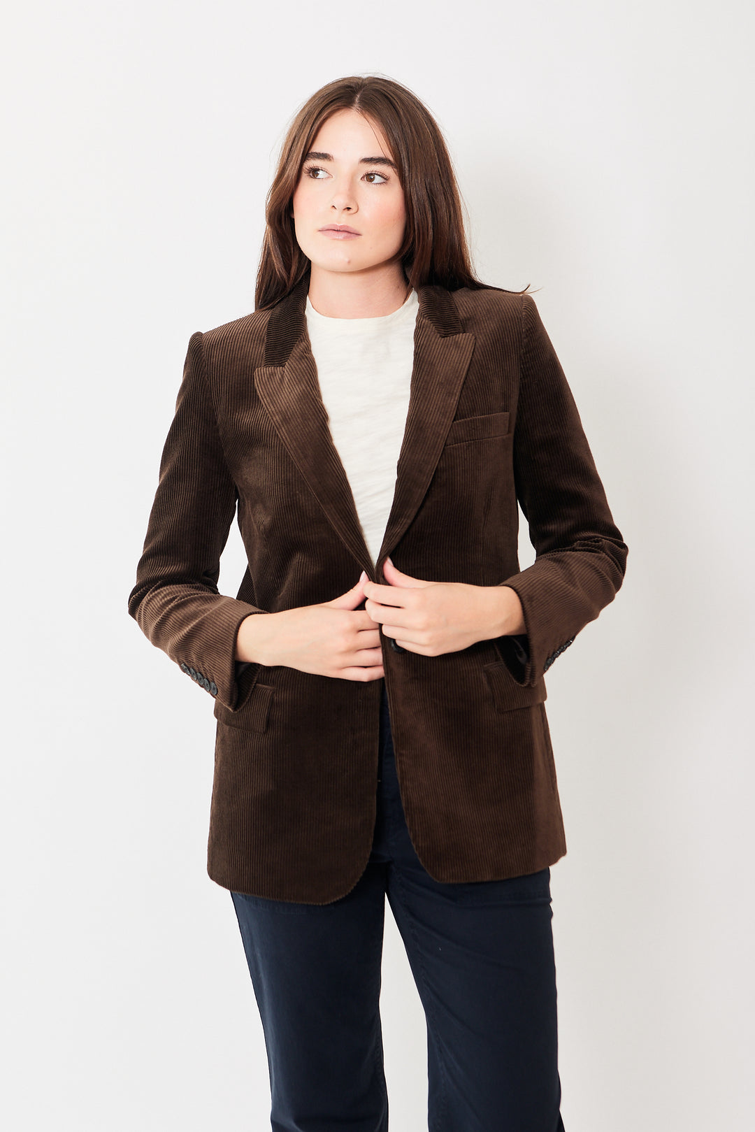 Julia wearing Nili Lotan Diane Blazer front view