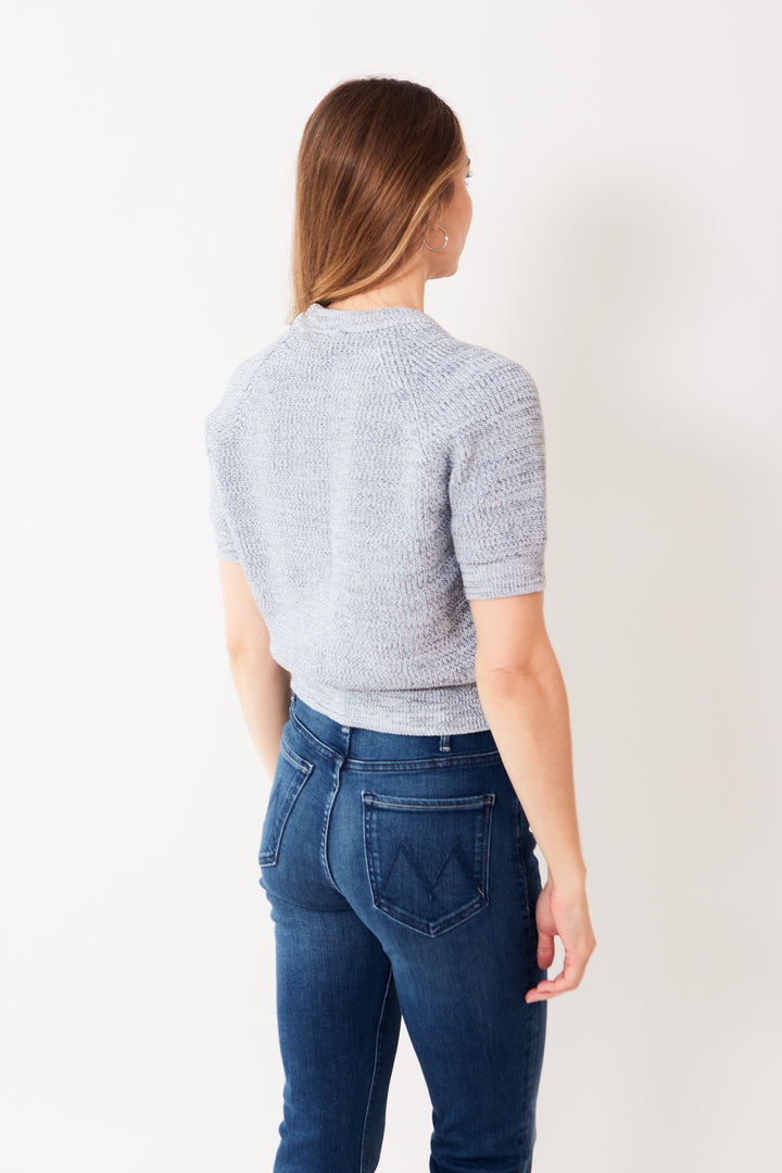 Mari wearing White + Warren Organic Cotton TShirt rear view