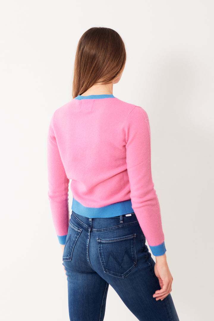 Mari wearing Jumper 1234 Contrast Crew rear view