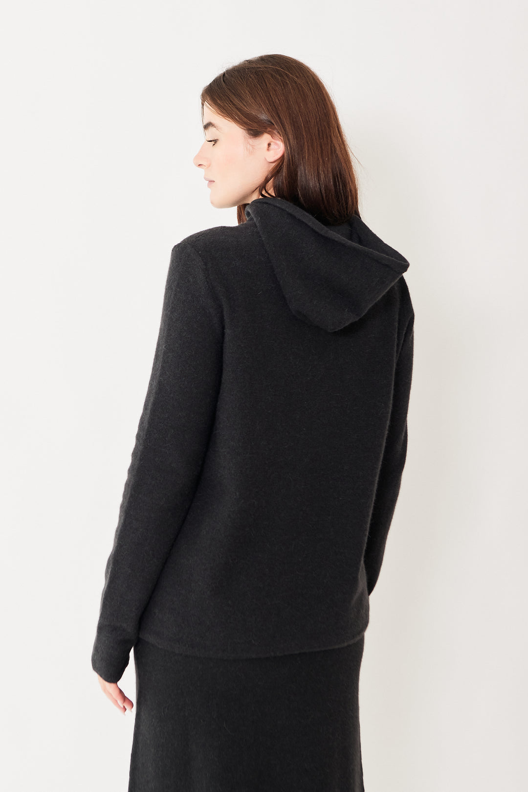 Julia wearing Lauren Manoogian AW Hoodie rear view 