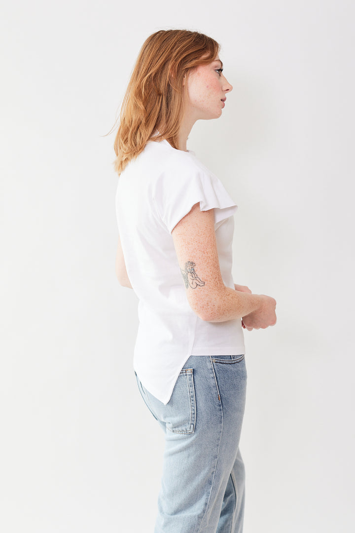 Waverly wearing Isabel Marant Étoile Sebani Tee Shirt white side view